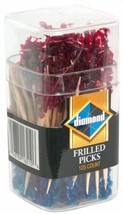 Red &amp; Blue FriLLed Party PiCKS Fancy Wood Toothpicks cocktail appetizers... - $17.08