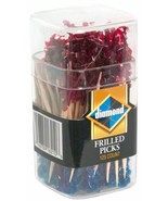 Red &amp; Blue FriLLed Party PiCKS Fancy Wood FriLLy Toothpicks fruit cheese... - €19,38 EUR