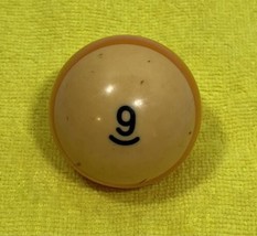Pool Ball Billiards #9 Yellow &amp; White Vintage Replacement - £5.45 GBP