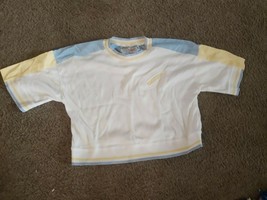 Deadstock Vintage 80&#39;s Bay Club Sweatshirt Crop top Short Sleeve White W... - $28.35
