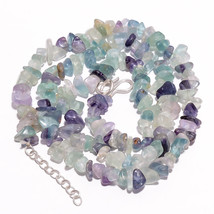 Natural Fluorite Gemstone Uncut Smooth Beads Necklace 5-10 mm 18-19&quot; UB-7725 - £8.69 GBP