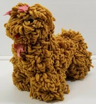 K) Vintage Yarn Brown Poodle Dog Metal Frame 10" x 9" - $39.59
