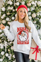 Beige MERRY CHRISTMAS Christmas Claus Graphic Drop Shoulder Sweatshirt - $20.25