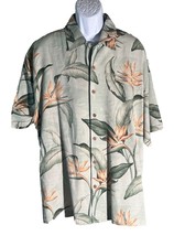 Jamaica Jaxx Men&#39;s Short Sleeve Button Down Silk Floral Shirt Green Xl - £9.98 GBP