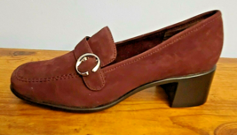 Aerosoles Maroon Suede Buckle Square Toe Block Heel Size 6.5 Wide NEW w/... - $24.52