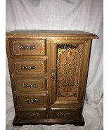 Vintage Jewelry Box Wood Musical 6 Drawer Chest DIY UpCycle Shabby Roman... - €46,20 EUR