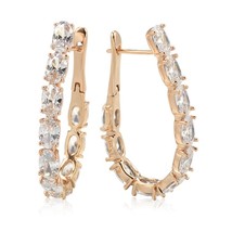 New Trendy 585 Rose Gold Color Hoop Earrings For Women Vintage Wedding J... - £16.93 GBP