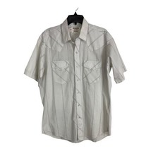 Ruddock Vintage Men Shirt Size 17 Pearl Snaps White Striped Pockets Shor... - £13.18 GBP