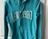 Aeropostale Pullover  Fleece Hoodie Juniors Size Small Green Spell Out - $12.75