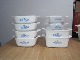 8 Vintage CORNFLOWER Casseroles (2) 1 Qt, (2) 1 1/2 Qt. (2) Loaf Pans P-... - £50.39 GBP