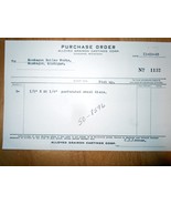 Vintage Alloyed Grairon Castings Corp. Ravenna MI Purchase Order 1955 - $2.99