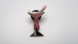 Vintage Pink Wings Martini Gambling Bachlorette Lapel Pin 3.2cm - $13.86