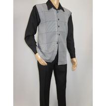 Men's MONTIQUE 2 PC Set Walking Leisure Suit 2390 Black White Hounds tooth image 3