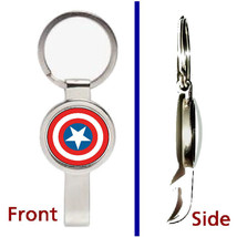 Captain America Pendant or Keychain silver tone secret bottle opener - $12.47