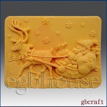 egbhouse, 2D silicone mold, Soap/plaster/polymer clay – Santa with Sleigh - $26.93
