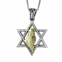 Kabbalah Amulets Pendant Star of David  and Map Country Israel Gold 9K S... - $173.25