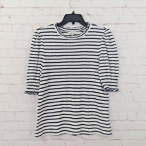 Lucky Brand Top Womens Medium Striped Casual Nautical Puff Sleeve Ruffle... - $17.99