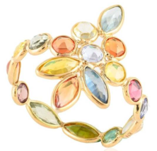 4.81ct Multi Sapphire Elongated Floral Ring in 14k Solid Yellow Gold - £347.65 GBP