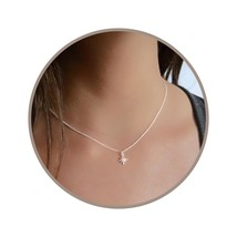 Sterling Silver Star Necklace for Women Length 16 18 Inches Tiny Cubic Z... - $58.24