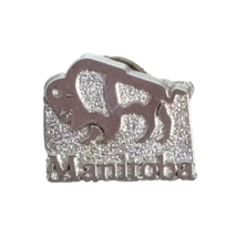 Manitoba Canada Silvertone Buffalo Bison Souvenir Travel Vintage Lapel Hat Pin - $6.99