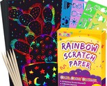 Scratch Paper Art For Kids - 60 Pcs Magic Rainbow Scratch Paper Off Set ... - £15.73 GBP