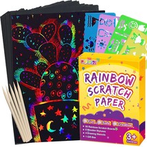 Scratch Paper Art For Kids - 60 Pcs Magic Rainbow Scratch Paper Off Set Crafts S - £15.68 GBP