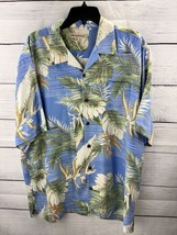 Tommy Bahama 100% Silk Short Sleeve Blue Floral Tropical Camp Shirt Sz X-Large - £22.06 GBP