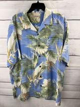 Tommy Bahama 100% Silk Short Sleeve Blue Floral Tropical Camp Shirt Sz X-Large - £22.04 GBP