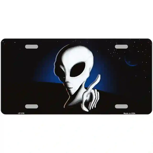 Space Alien Metal Novelty License Plate Tag - 6&quot; x 12&quot; - €8,68 EUR