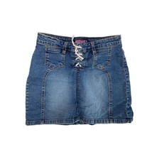 Bubblegum Womens Size 7 8 Jean Denim Skirt Lace Tie Up y2k Vintage - $16.38