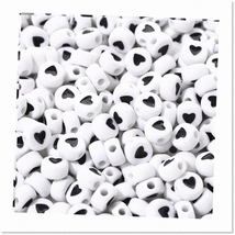 500pcs White Acrylic Heart Beads 7mm Flat Round Pony Disc Coin - DIY Bra... - $27.71
