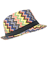 Vintage Chevron Zig Zag Fedora Hat Multicolor Rainbow PRIDE Kidcore Unis... - £14.21 GBP