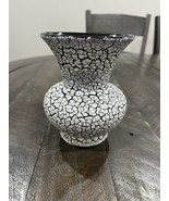 Jasba Art Pottery Vase 5&quot; West Germany Cortina Lava Glaze Design Black/W... - $67.68 CAD