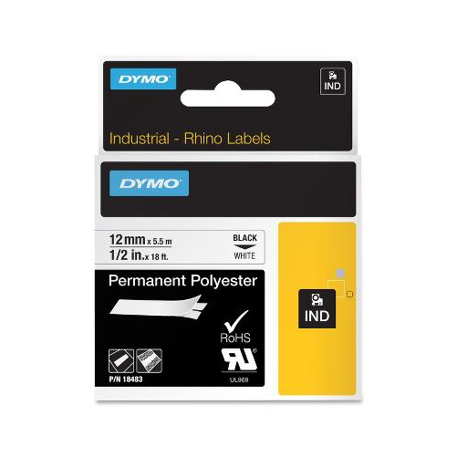 Dymo 18483 DYMO RHINO 1/2IN X 18FT, WHITE PERMANENT POLY LABELS - $45.95
