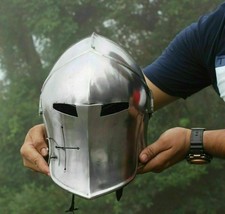Medieval Barbuta Helmet Knight Templar Crusader Closed Helmet Halloween ... - £57.92 GBP