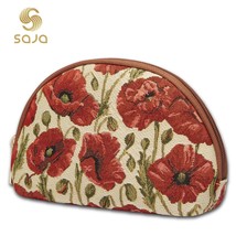 SAJA Tapestry Cosmetic Bag Women Makeup Bag Travel Poppy Flower Storage Organize - £49.48 GBP