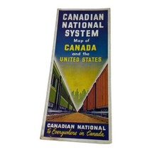 1943 Canadian National System Map of Canada &amp; United States Fold-out Rai... - $13.00