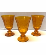 Carnival style Amber With Vine Leaves Set of 3 Vintage Dessert Drinking ... - $33.95 CAD