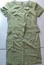 Jennifer James Green Faux 2 Pc Dress Rayon Blend Short Sleeve Knee Length Size 8 - £13.45 GBP