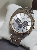 Citizen Eco-Drive Men&#39;s Peyten Chronograph Silver Gold Watch 41MM CA4516-59A - £109.56 GBP