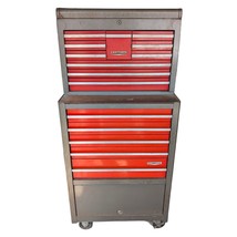 Vintage 1966 Craftsman Toolbox Rolling Base &amp; Top Box Gray &amp; Red Muscle ... - £478.52 GBP