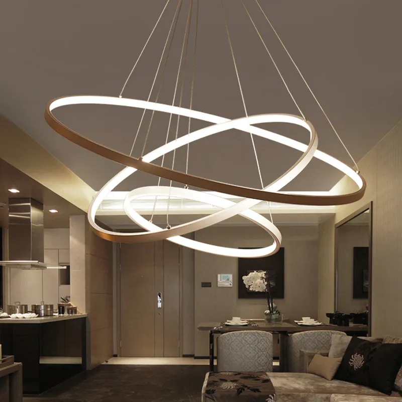Cm modern pendant lights for living room dining room circle rings acrylic aluminum body thumb200