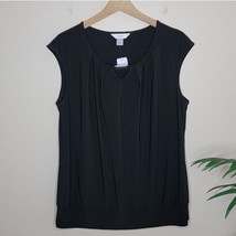 NWT CJ Banks | Black Tank Top with Pleated Front Details, plus size womens X - £13.91 GBP