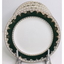 4 Salad Plates Grace&#39;s Teaware Dark Green and Gold Design Border 8&quot; New - £43.91 GBP