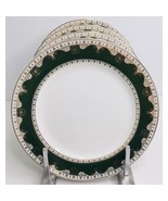 4 Salad Plates Grace&#39;s Teaware Dark Green and Gold Design Border 8&quot; New - $54.95