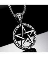 Hollow Pentacle Pentagram Star Pendant Necklace Men&#39;s Women&#39;s Jewelry Ch... - £13.21 GBP