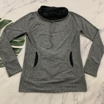 Prana Funnel Cowl Neck Pullover Sweater Size M Heather Gray Front Pocket  - $28.70