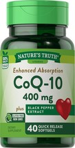 Natures Truth 400mg CoQ10 Plus Black Pepper Extract 40 Softgels Each (3) - £55.94 GBP