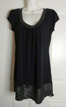 Cute Byline Byer California Dress Low Front Cap Sleeve Shimmer Trim Size Large - £7.65 GBP