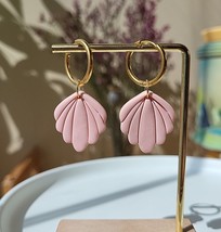 Minimalist Pink Leaf Earrings • Statement Earrings • Elegant • Modern • Simple • - $20.00